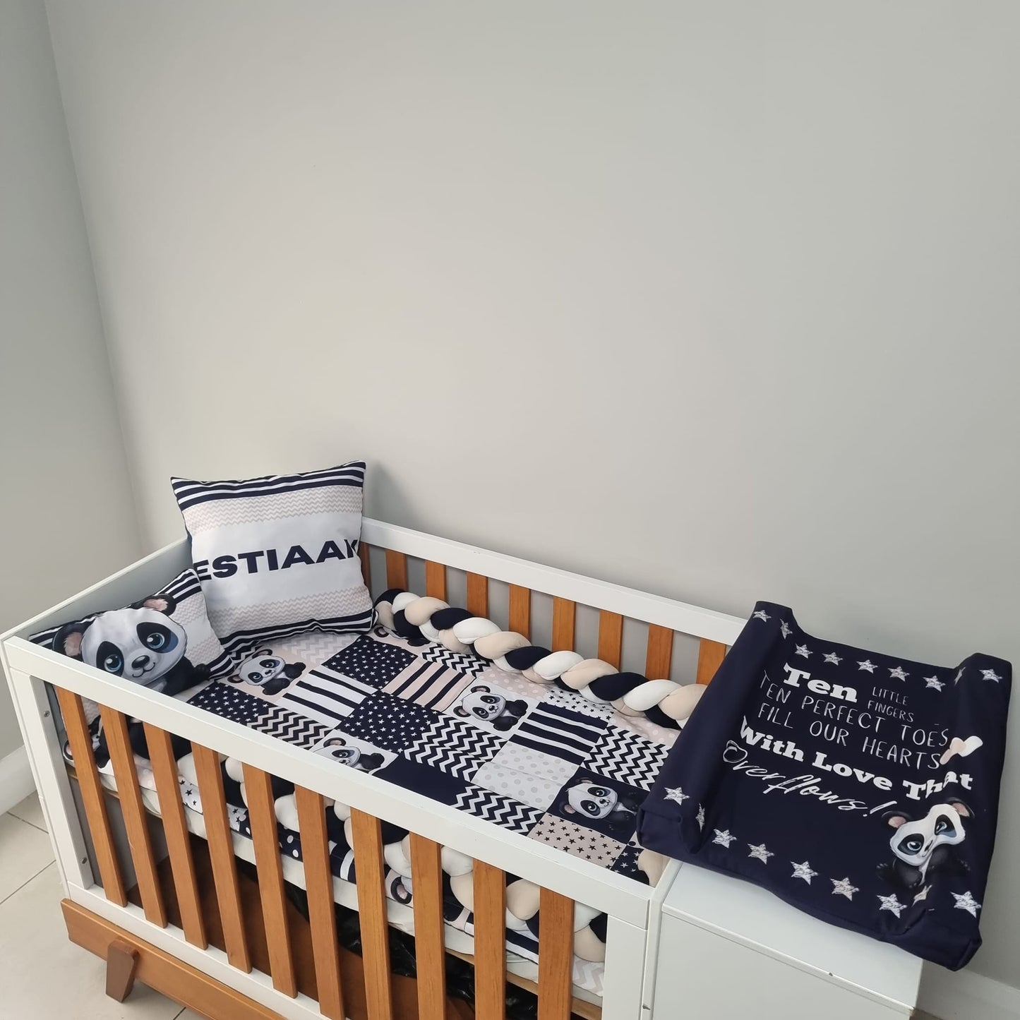 Navy and Beige Baby Panda - Sew Just More