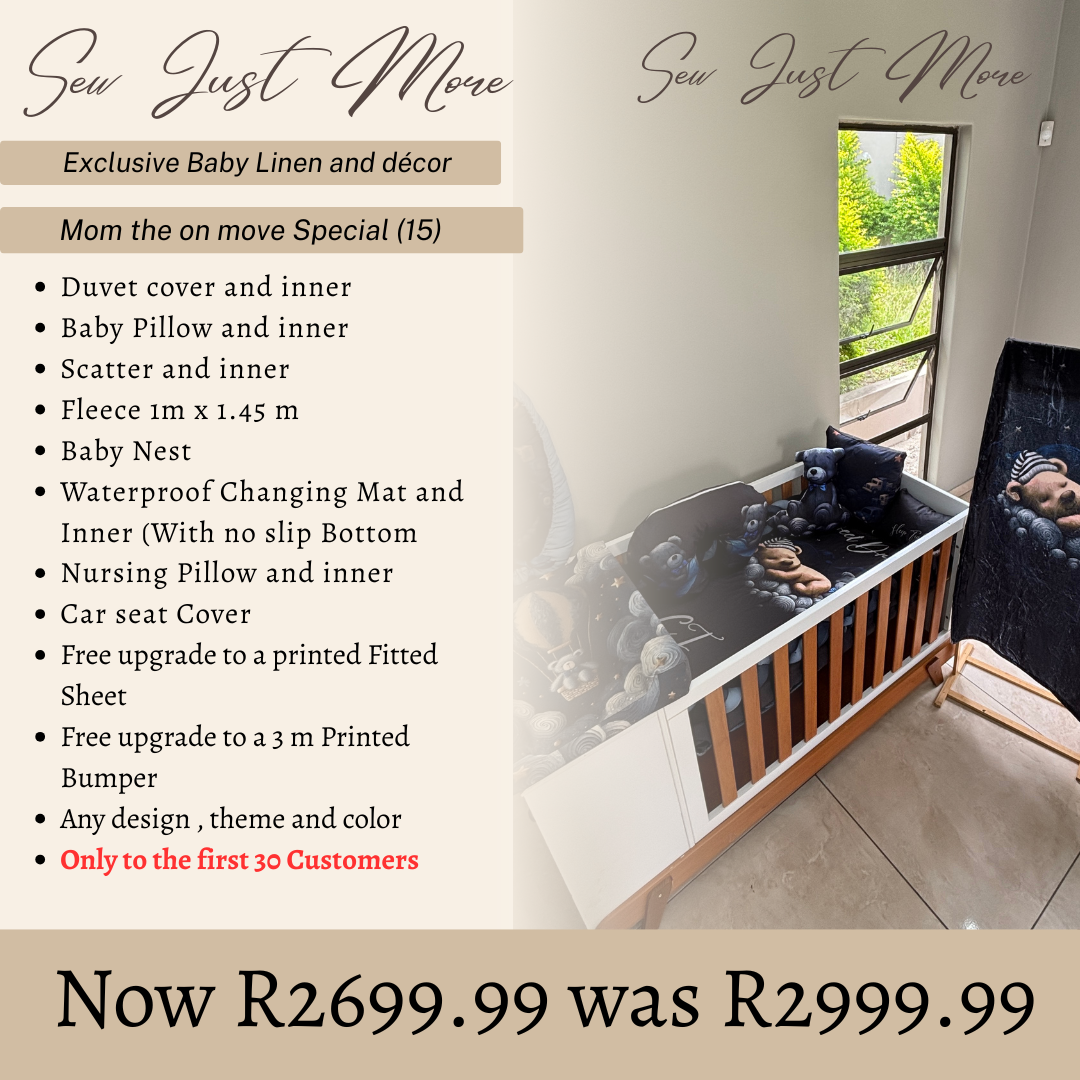 Mom on the move!!! (15 Piece) Cot Linen