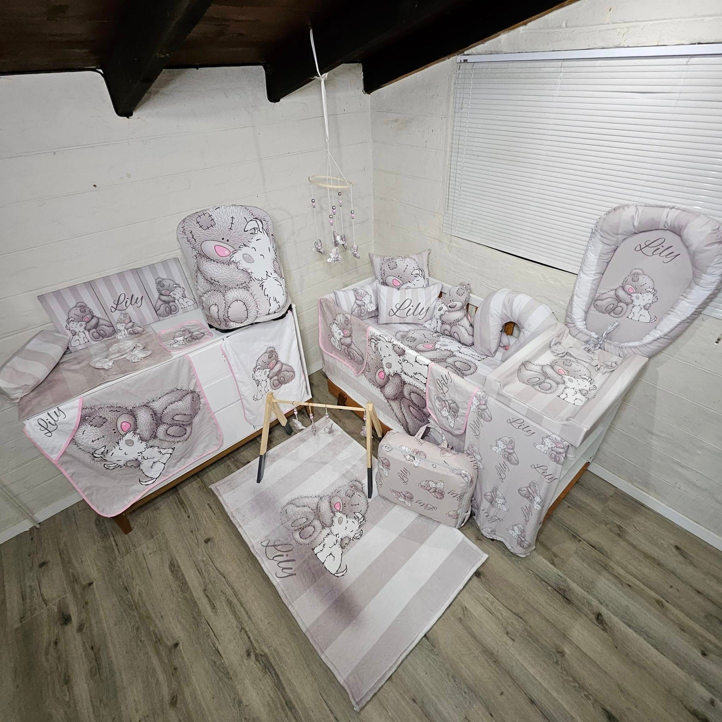 Pink Nose Grey strips Tatty Teddy Canvas set