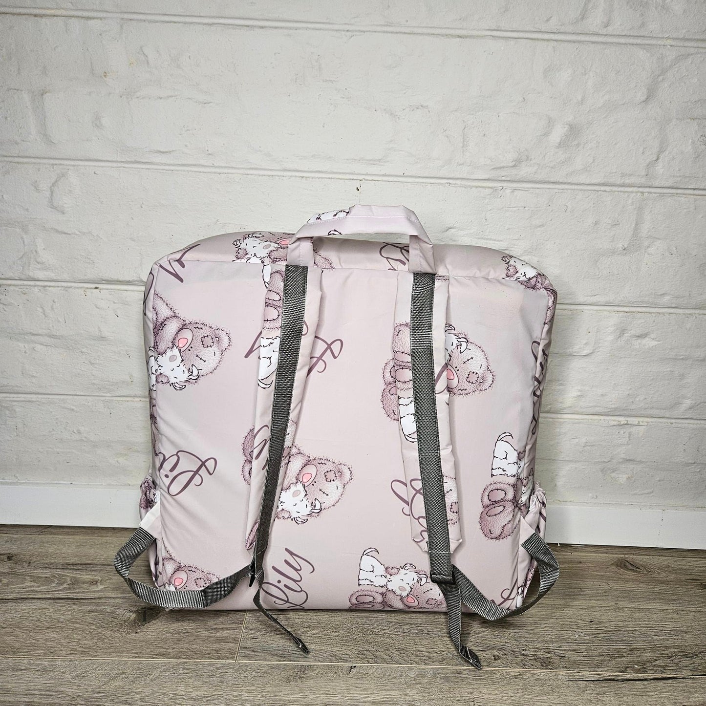 Pink Nose Grey strips Tatty Teddy Travel nest bag