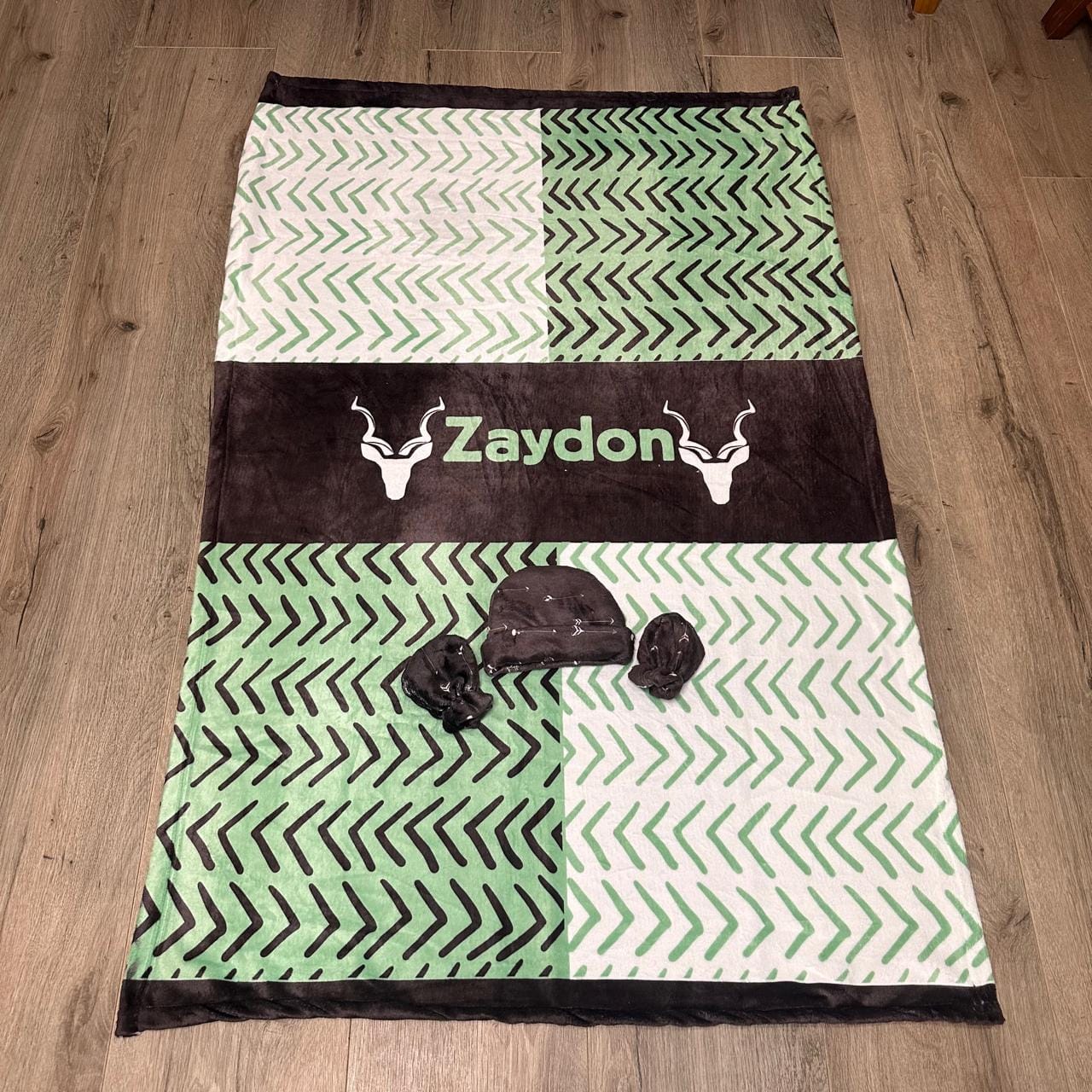 Mint and Black Kudu Fleece Blanket