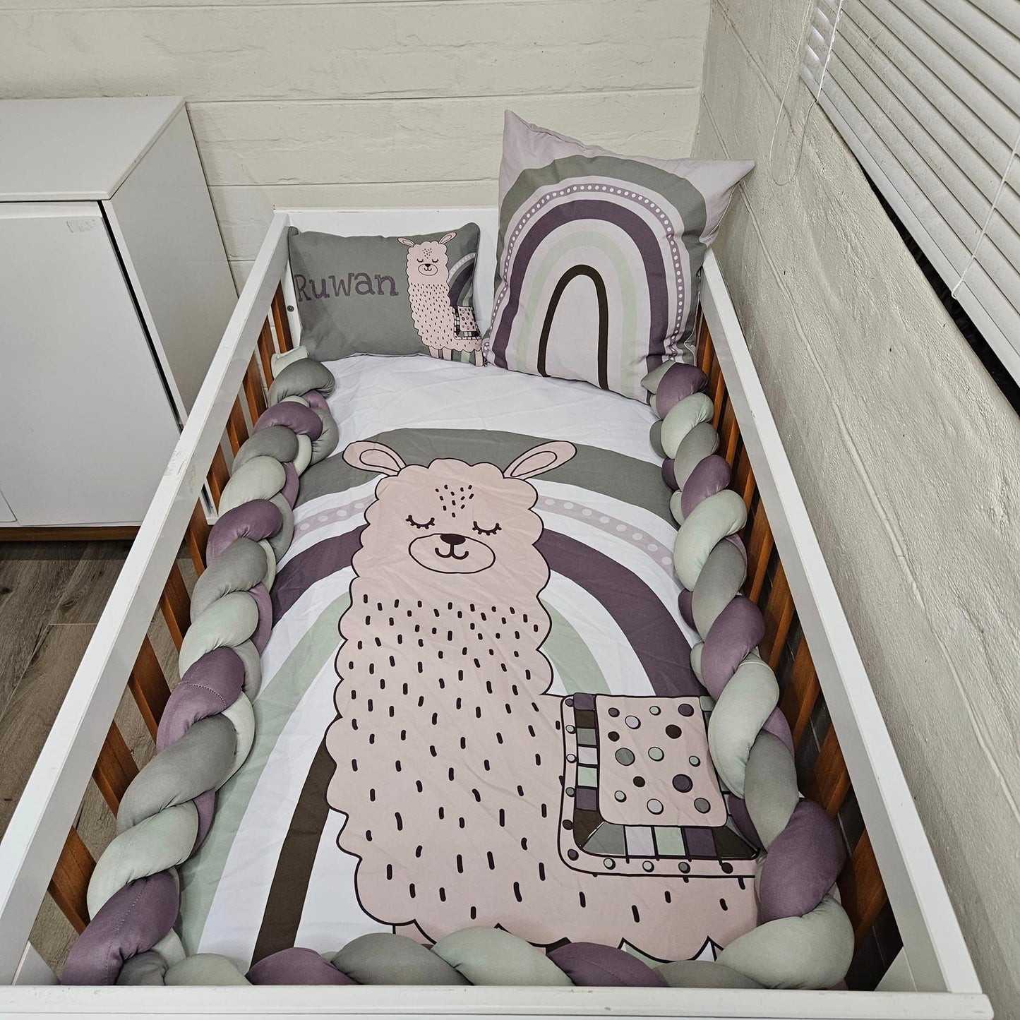 Soft Pink Boho Woodlands cot linen
