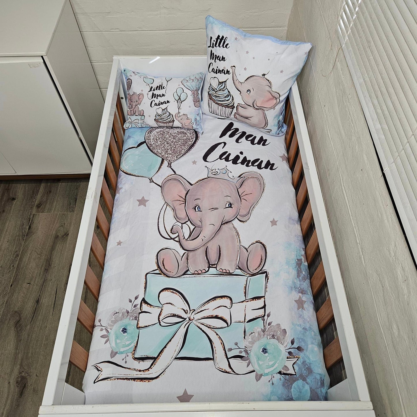 Blue Cupcake Ellie cot linen