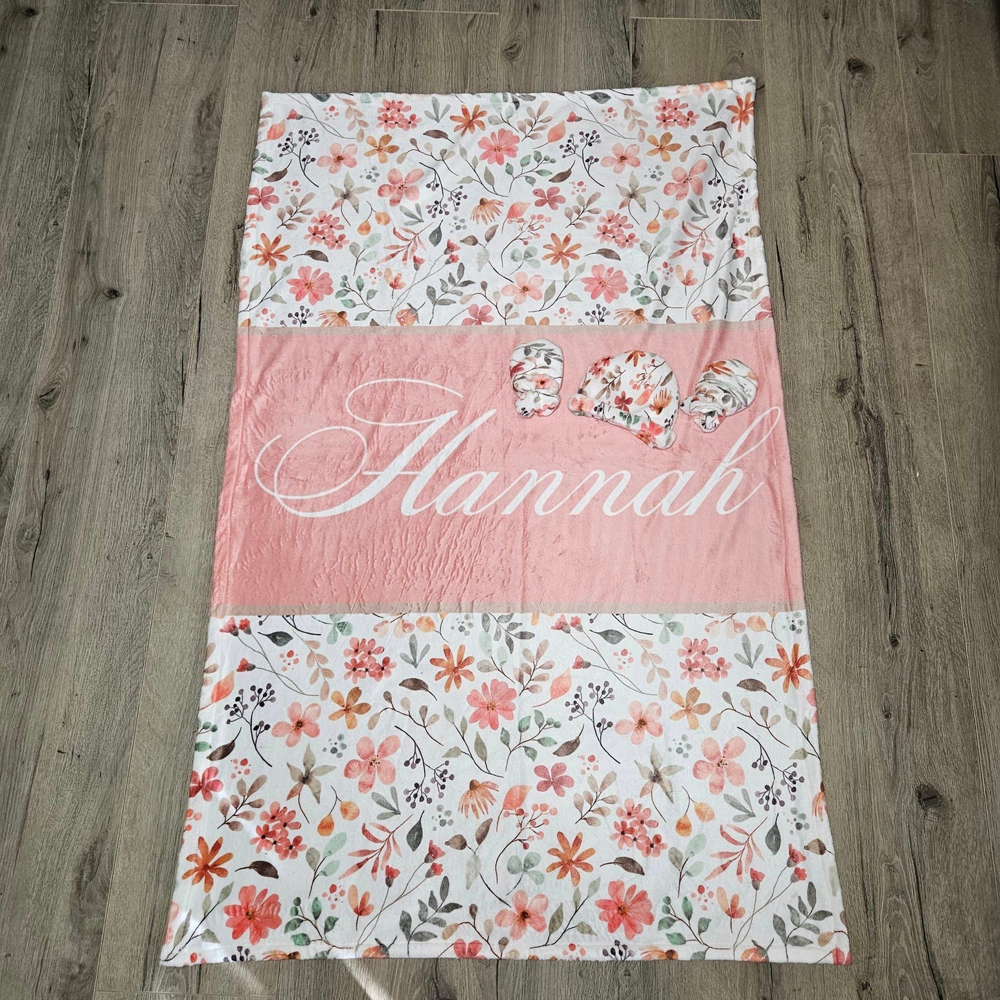 Boho Pink Floral Soft Fleece Blanket