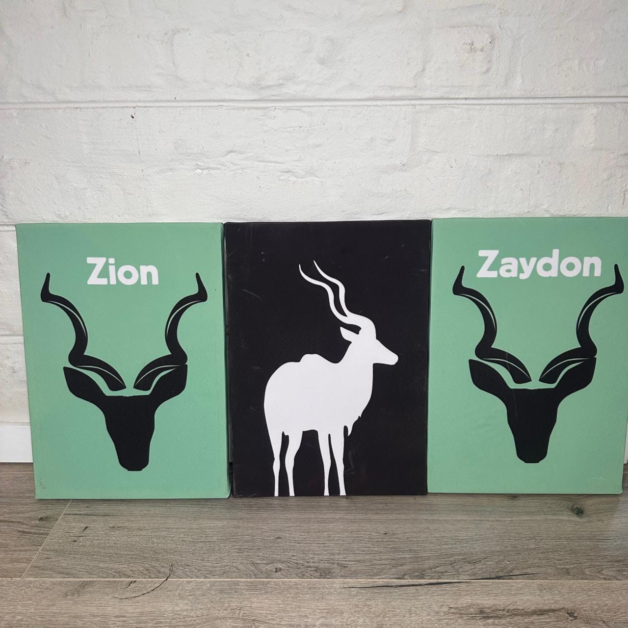 Mint and Black Kudu Canvas Set