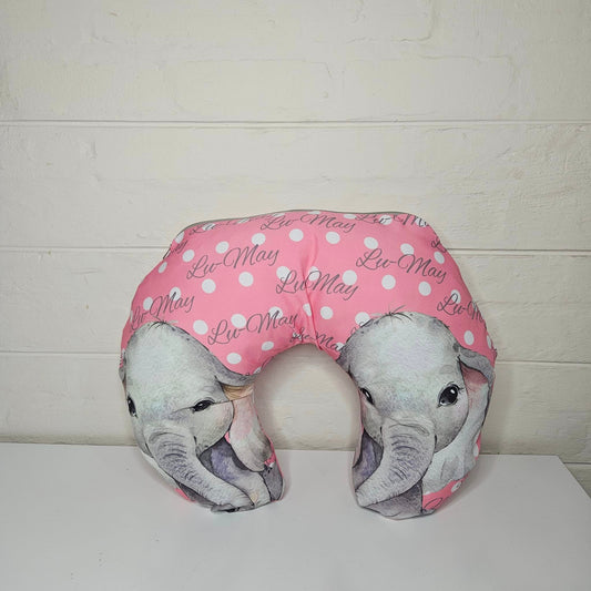 Pink Polka and Grey Ellie nursing pillow