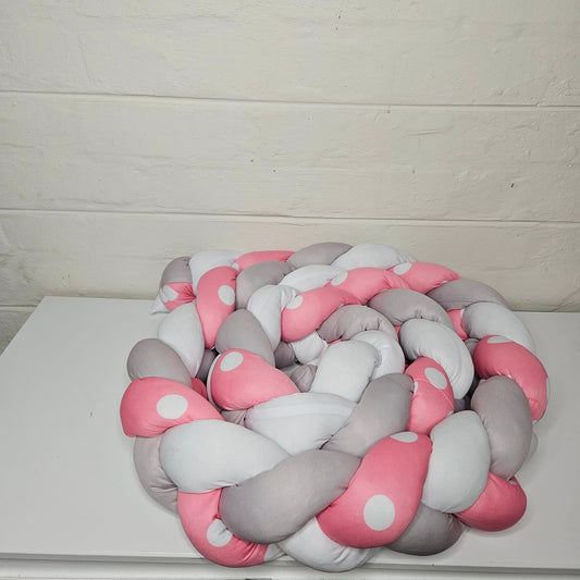 Pink Polka and Grey Ellie Cot Bumper