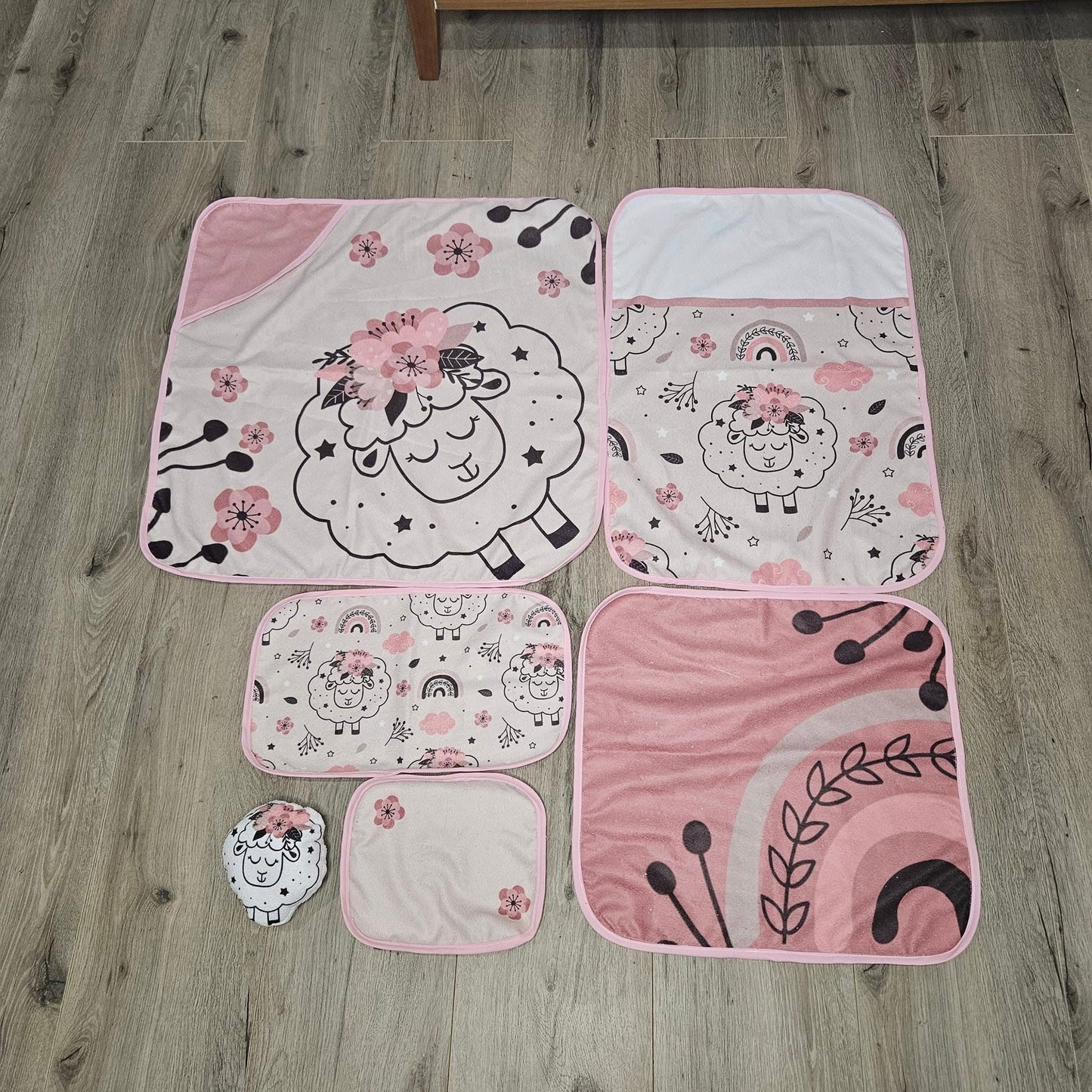 Boho Rainbow and Floral Sheep toweling set