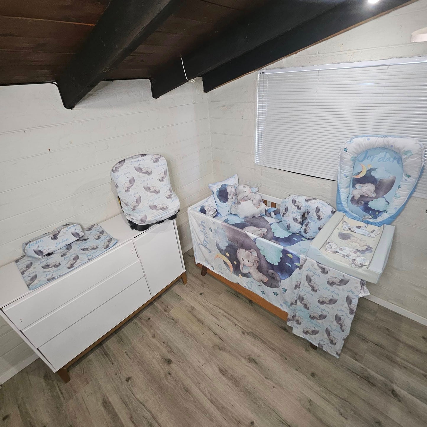 Sweet dreams Blue and Grey Ellie cot linen