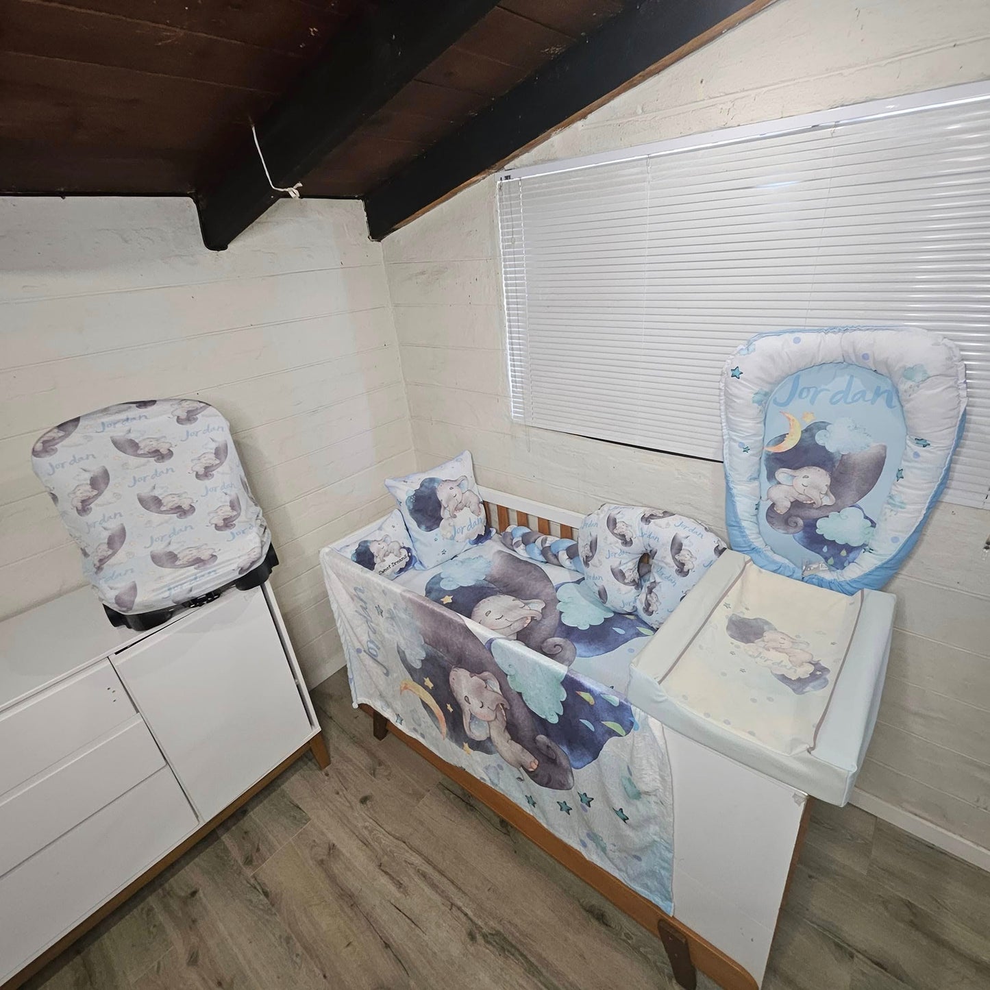 Sweet dreams Blue and Grey Ellie cot linen