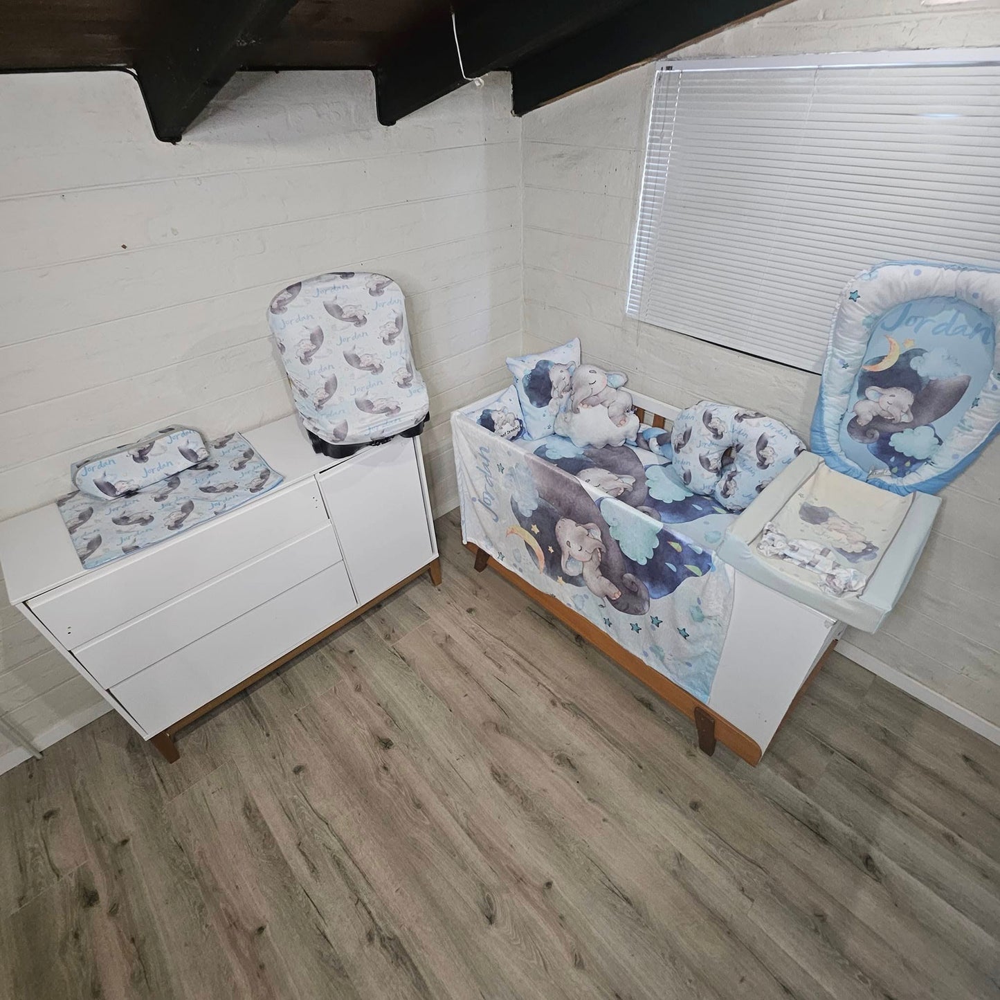 Sweet dreams Blue and Grey Ellie cot linen