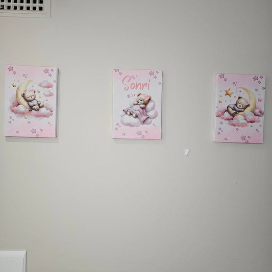 Twinkle Twinkle Dreamy Teddy (Pink) Canvas set