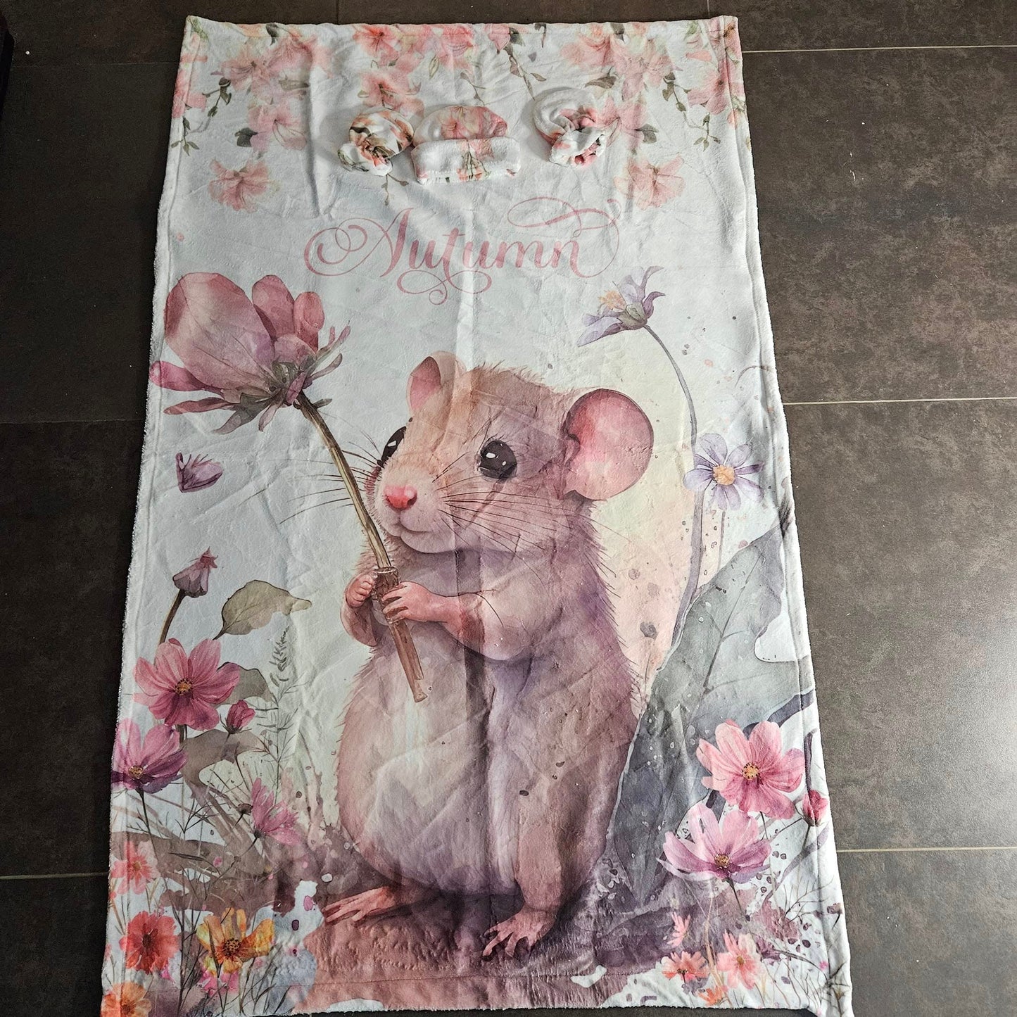 Custom Printed Field Flower Mice  cot linen