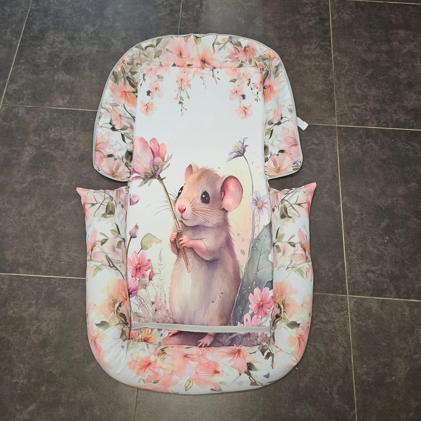 Custom Printed Field Flower Mice  cot linen