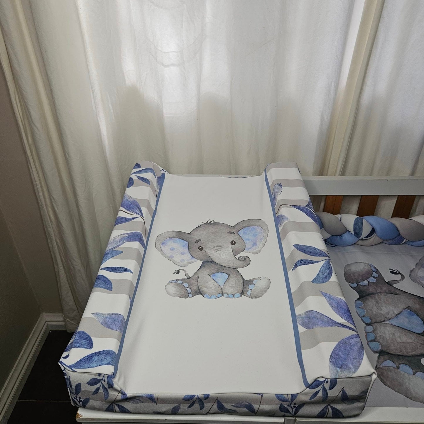 Owen the cute Baby Blue Ellie cot linen +