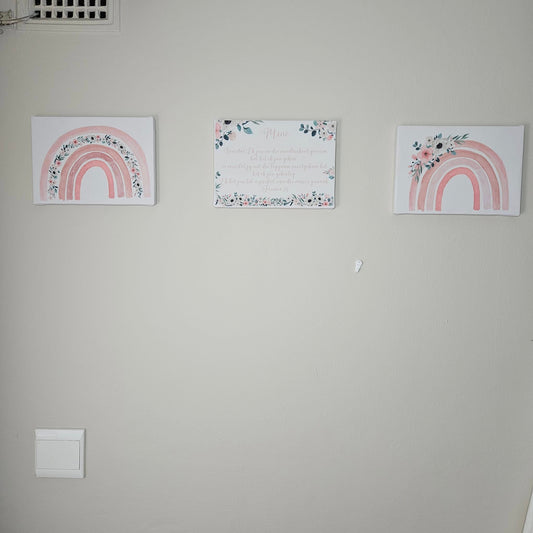 Pastel Boho Floral Rainbow canvas Set