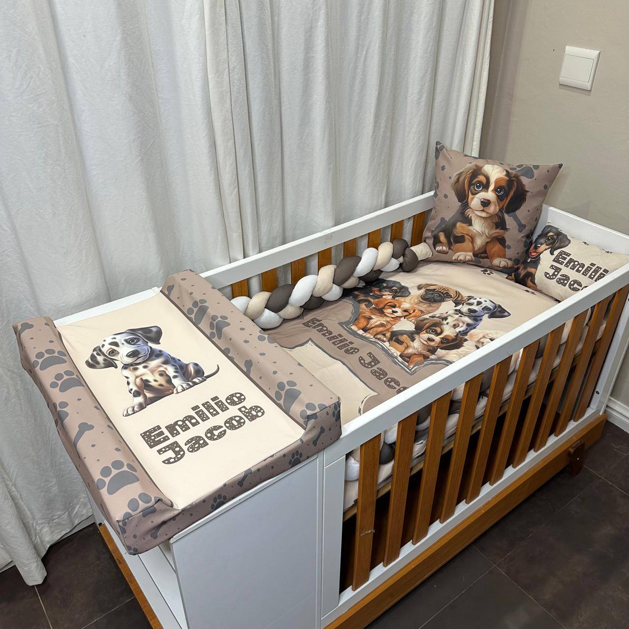The real Pawsum Patrol cot linen