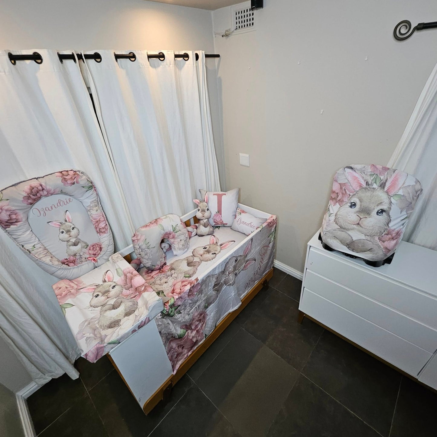 Silver Bunny cot linen