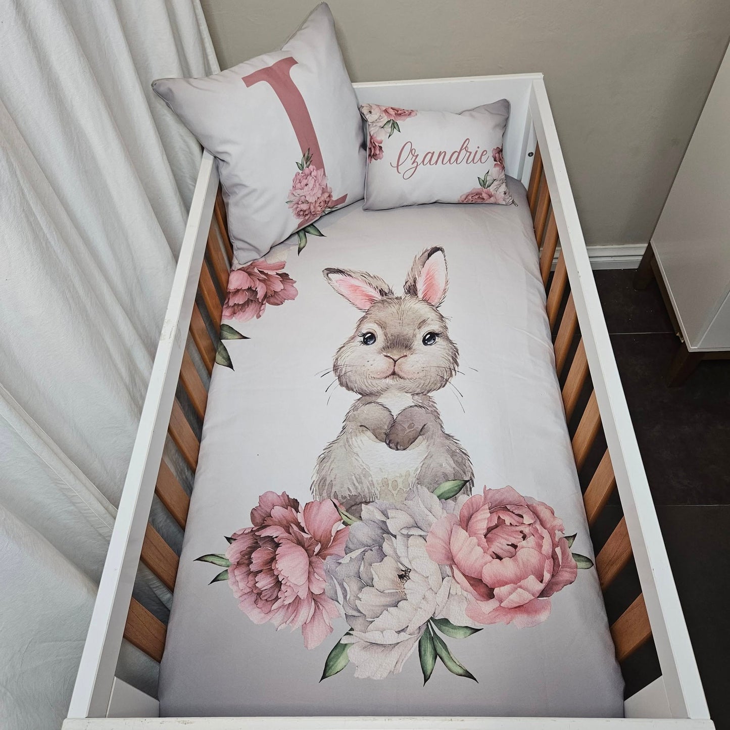 Silver Bunny cot linen