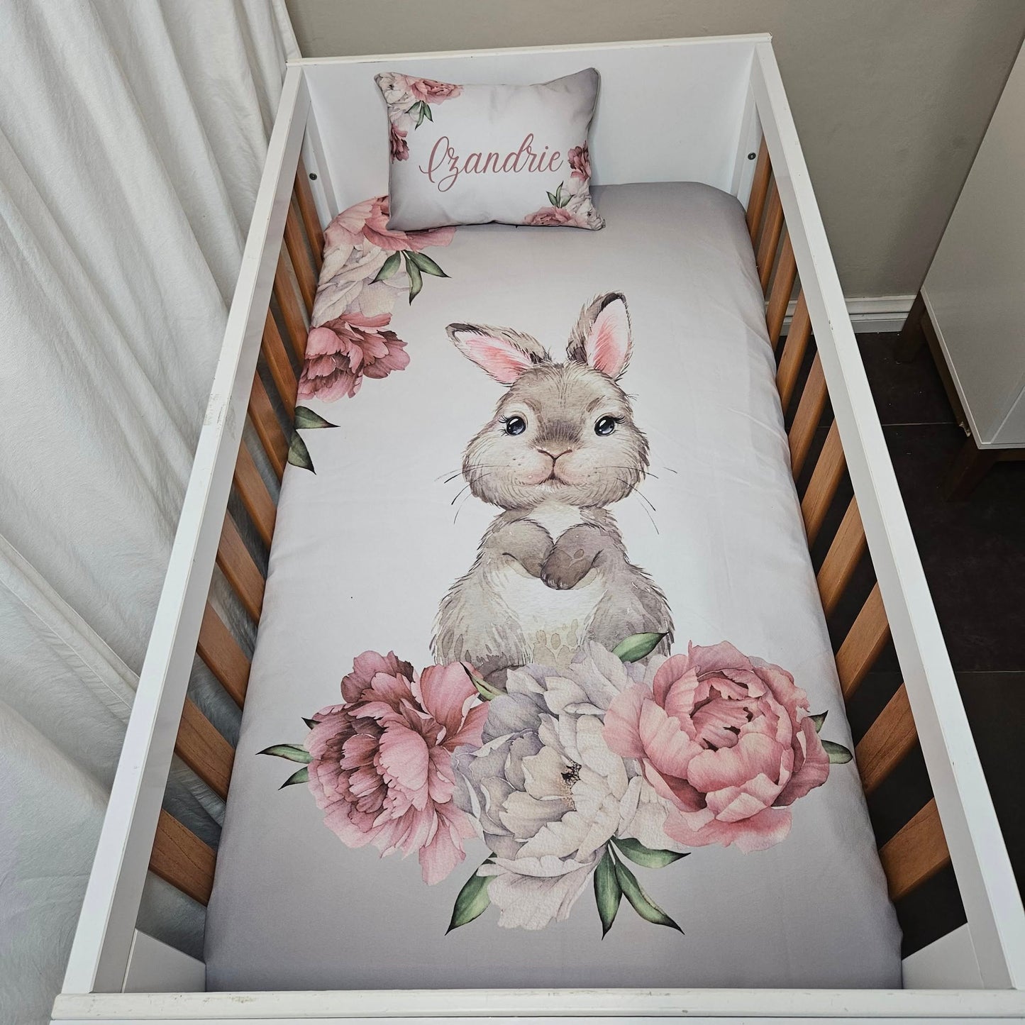 Silver Bunny cot linen