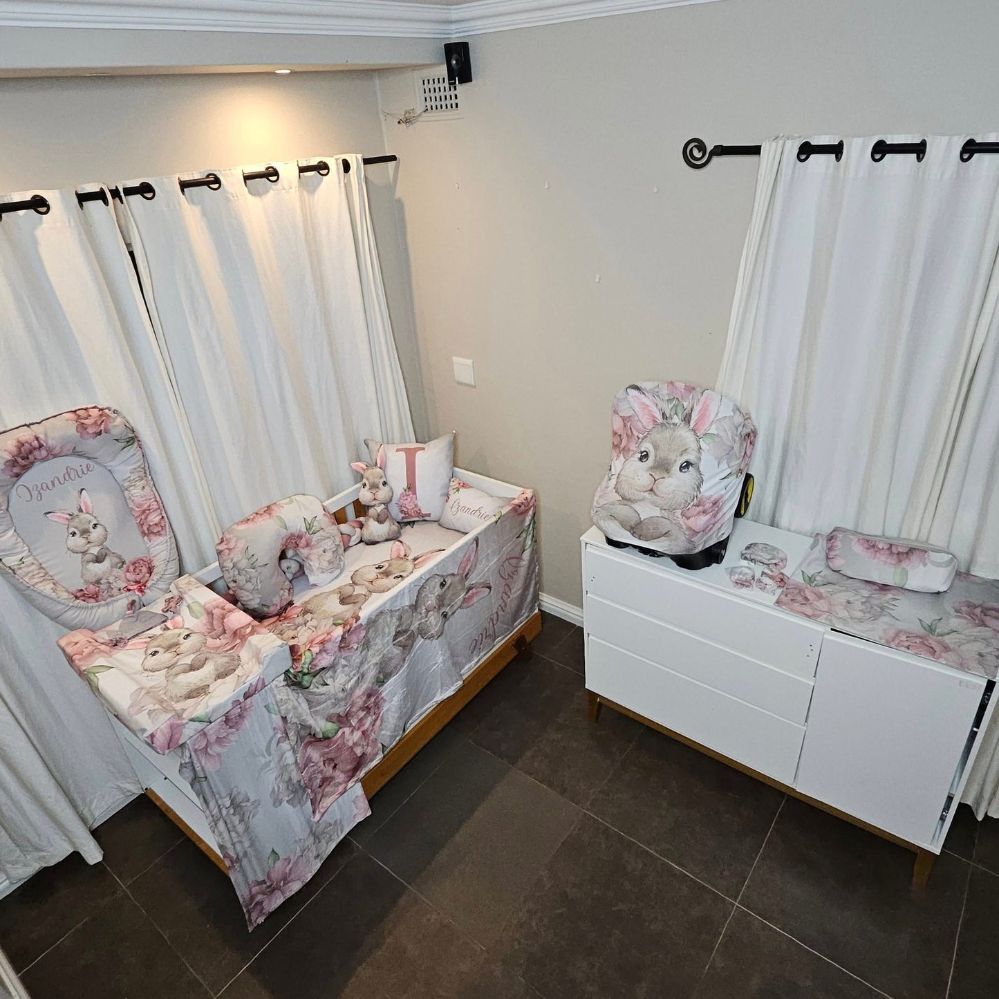 Silver Bunny cot linen