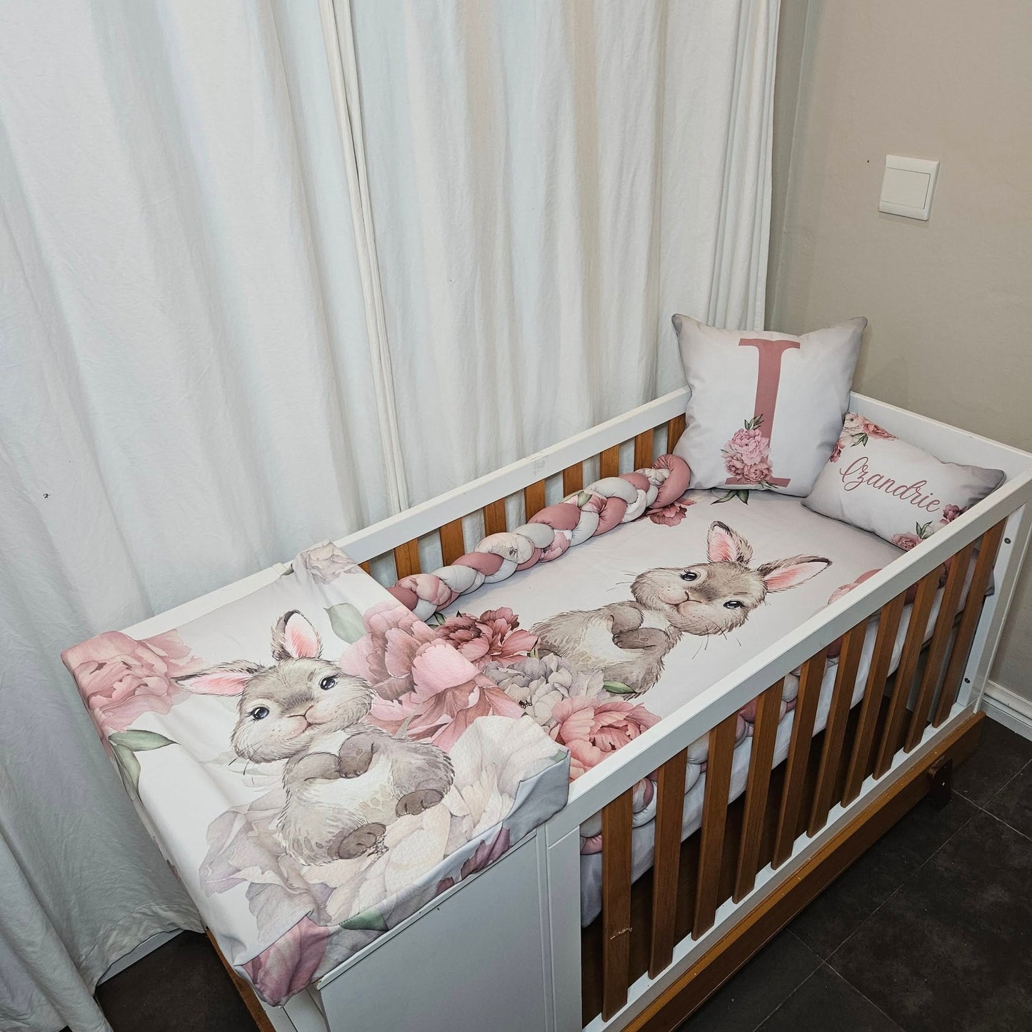 Silver Bunny cot linen