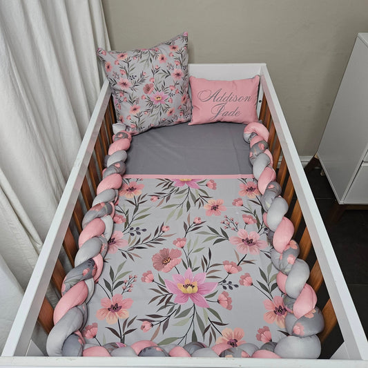 Sophisticated Soft Pink Floral 1 cot linen