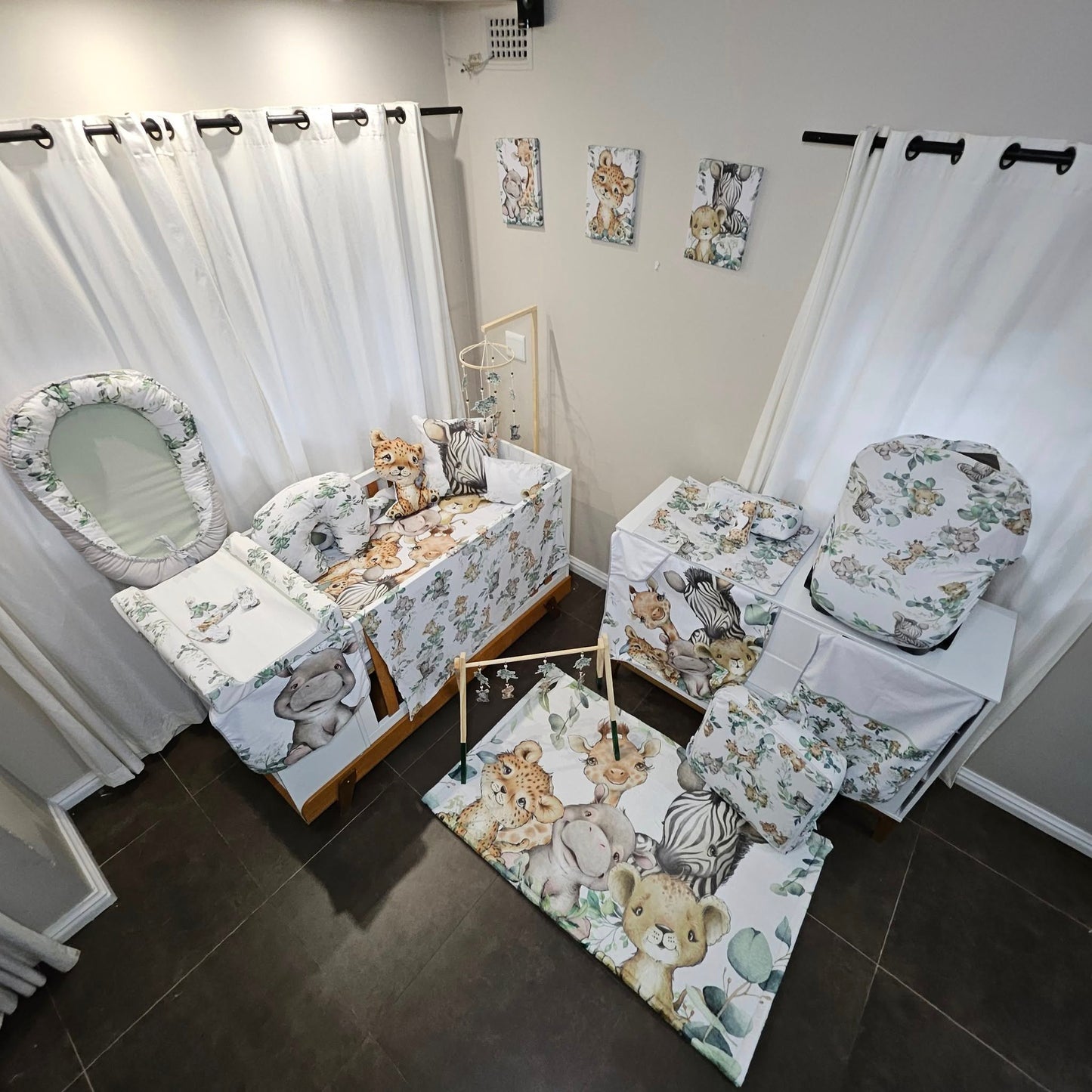 Olive Natural Safari cot linen