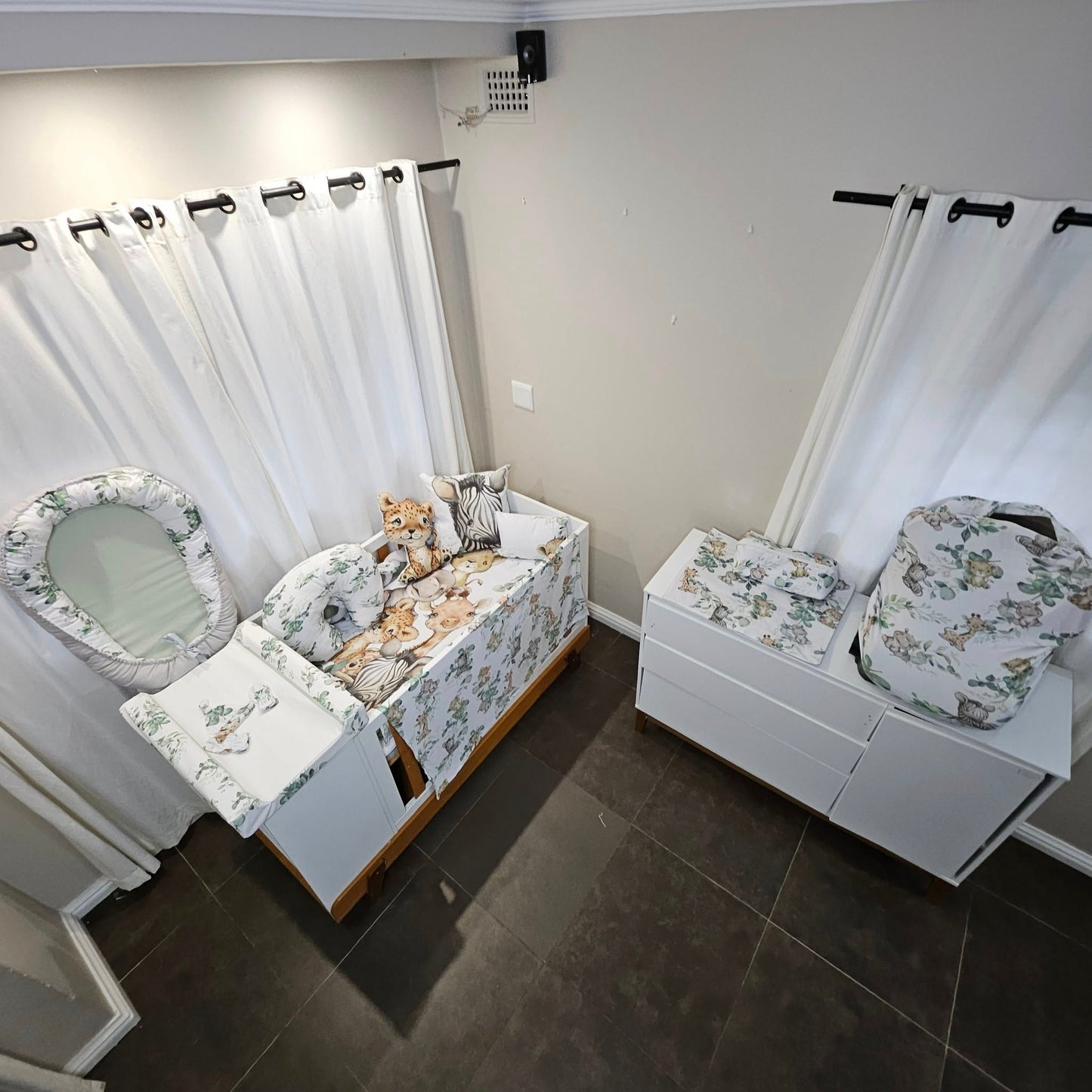 Olive Natural Safari cot linen