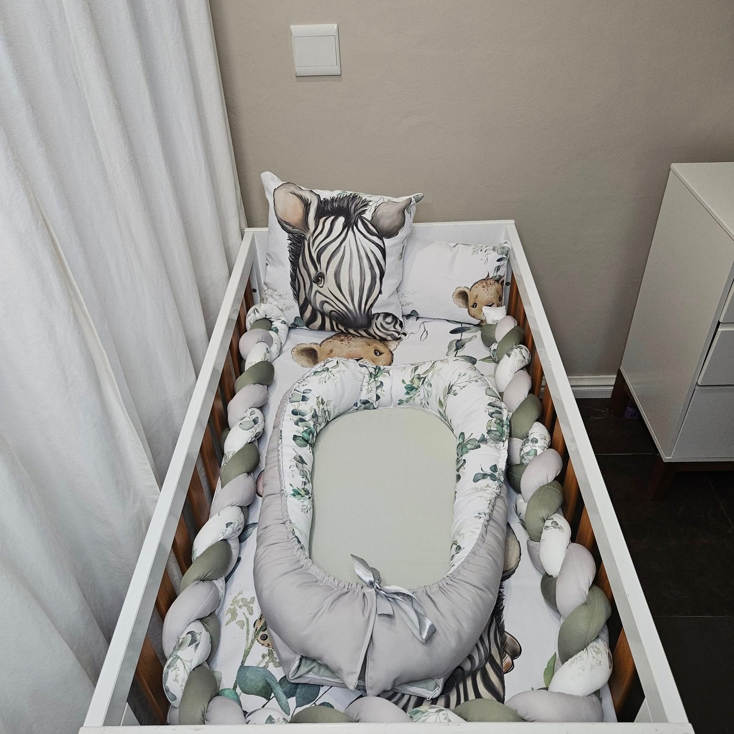 Olive Natural Safari cot linen