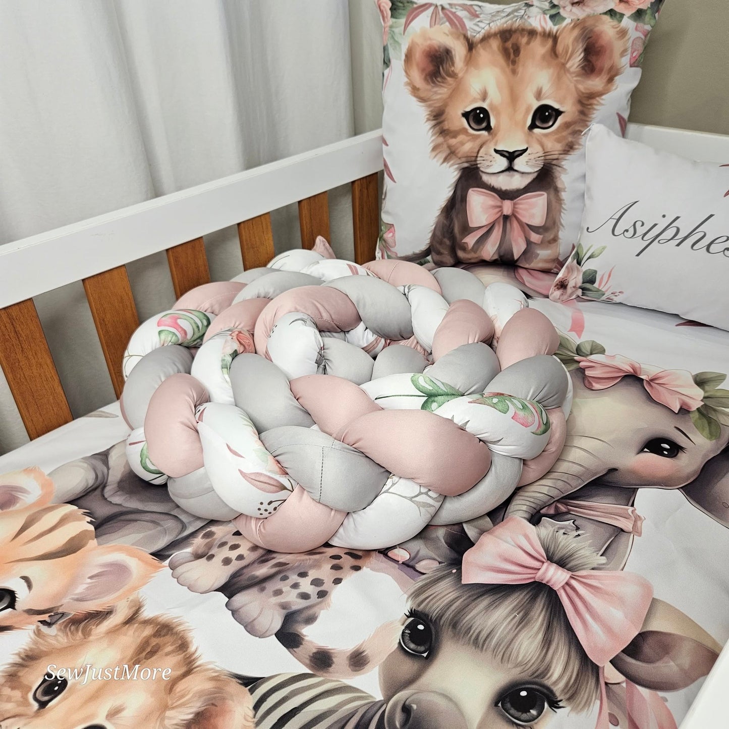 Pink Tropical Safari cot linen