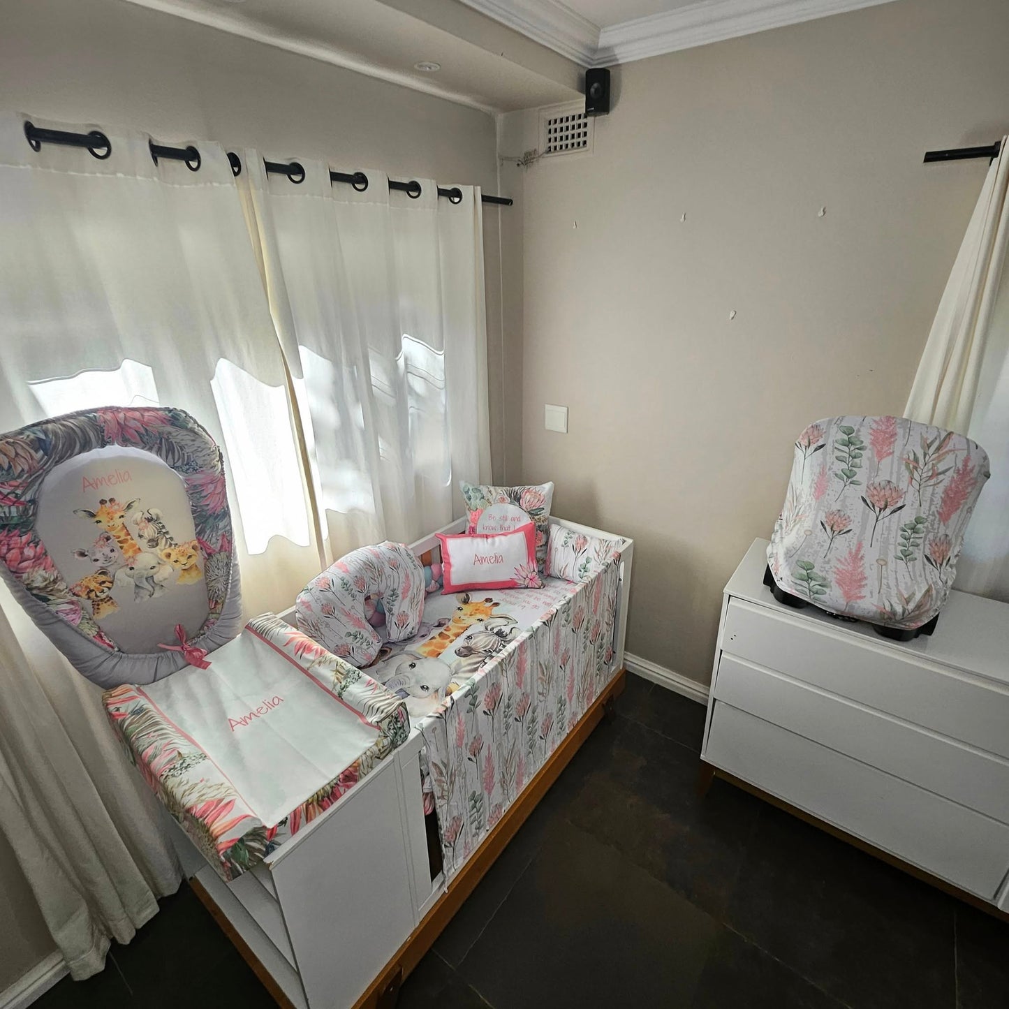 Karoo Fynbos Safari (Duck egg and Mint) cot linen
