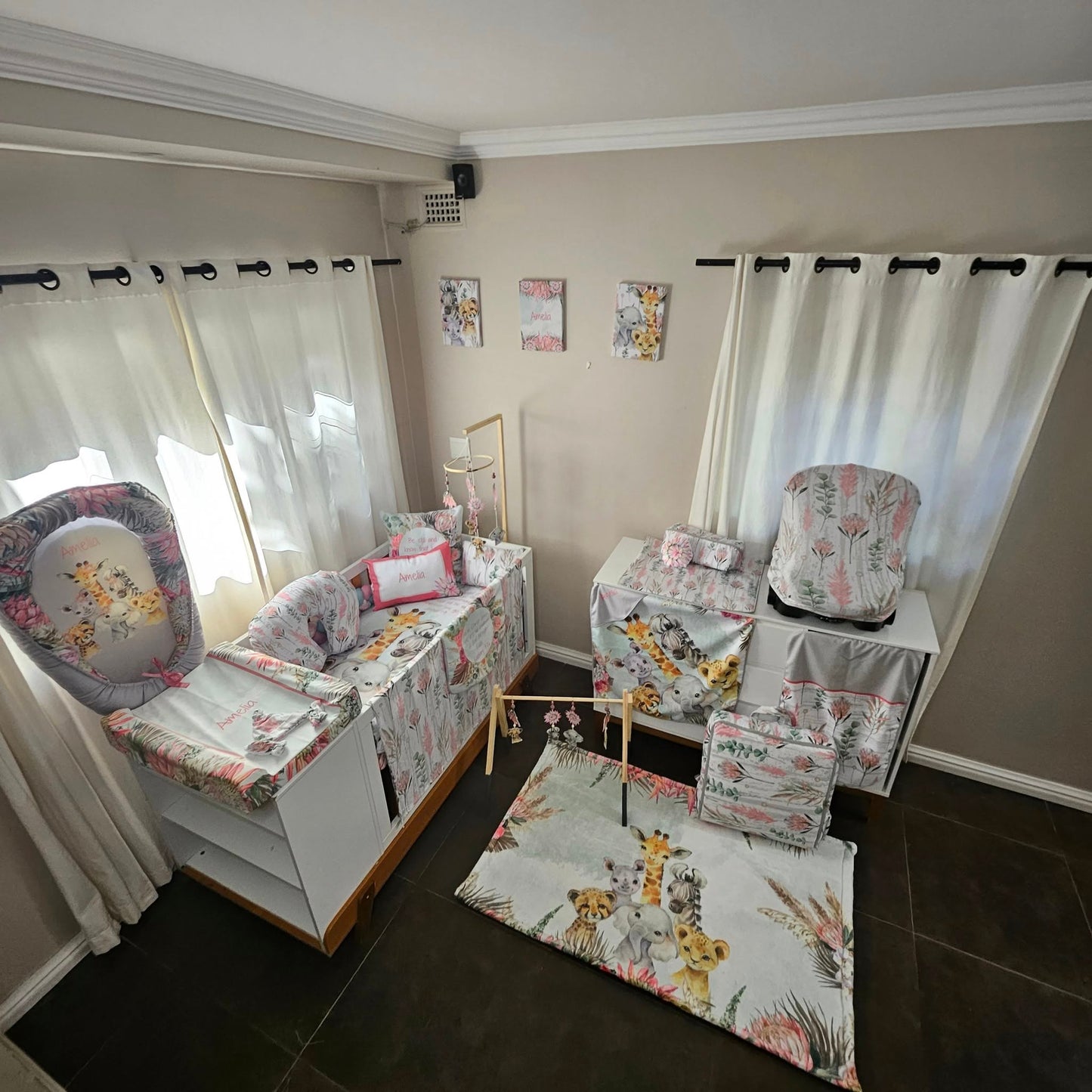Karoo Fynbos Safari (Duck egg and Mint) cot linen