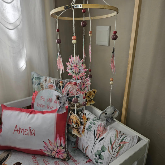 Karoo Fynbos Safari (Duck egg and Mint) Cot Mobile