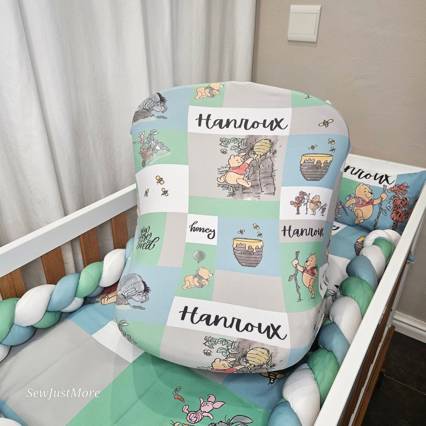 Baby Blue Pooh Bear car seat cover