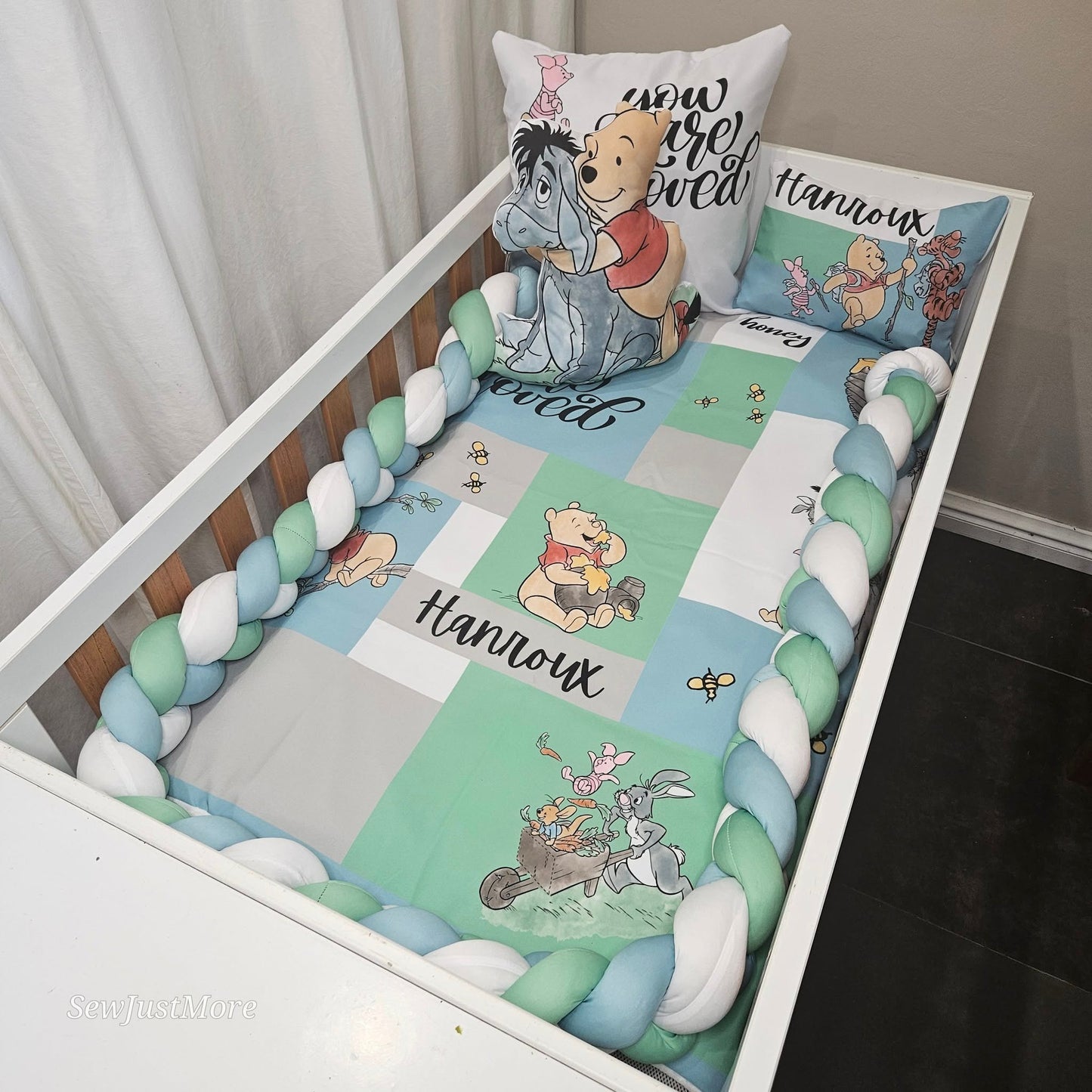 Baby Blue Pooh Bear cot linen