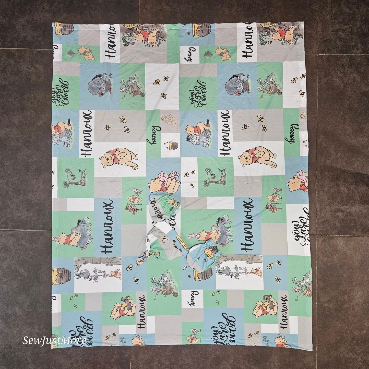 Baby Blue Pooh Bear swaddle set