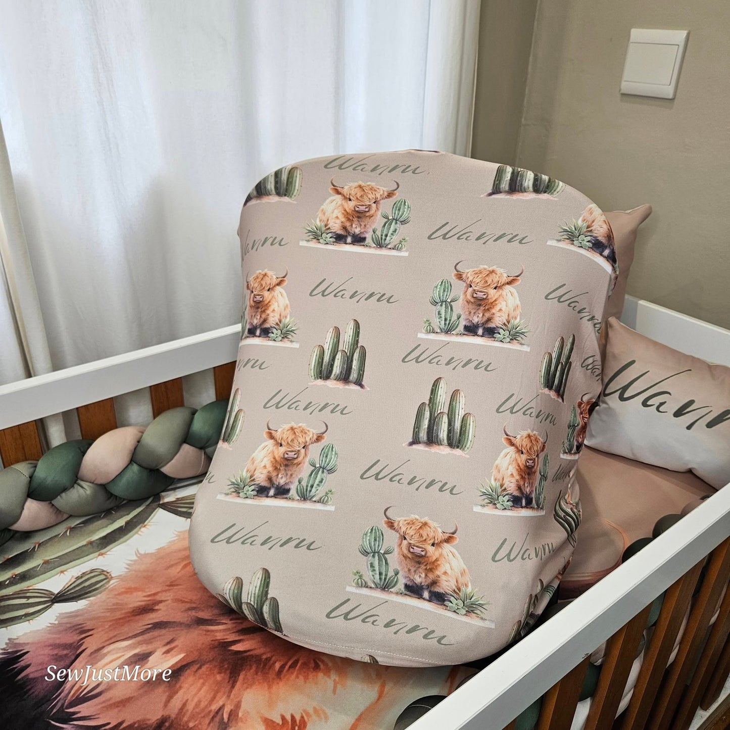 Baby Western Highland Cow car seat cover