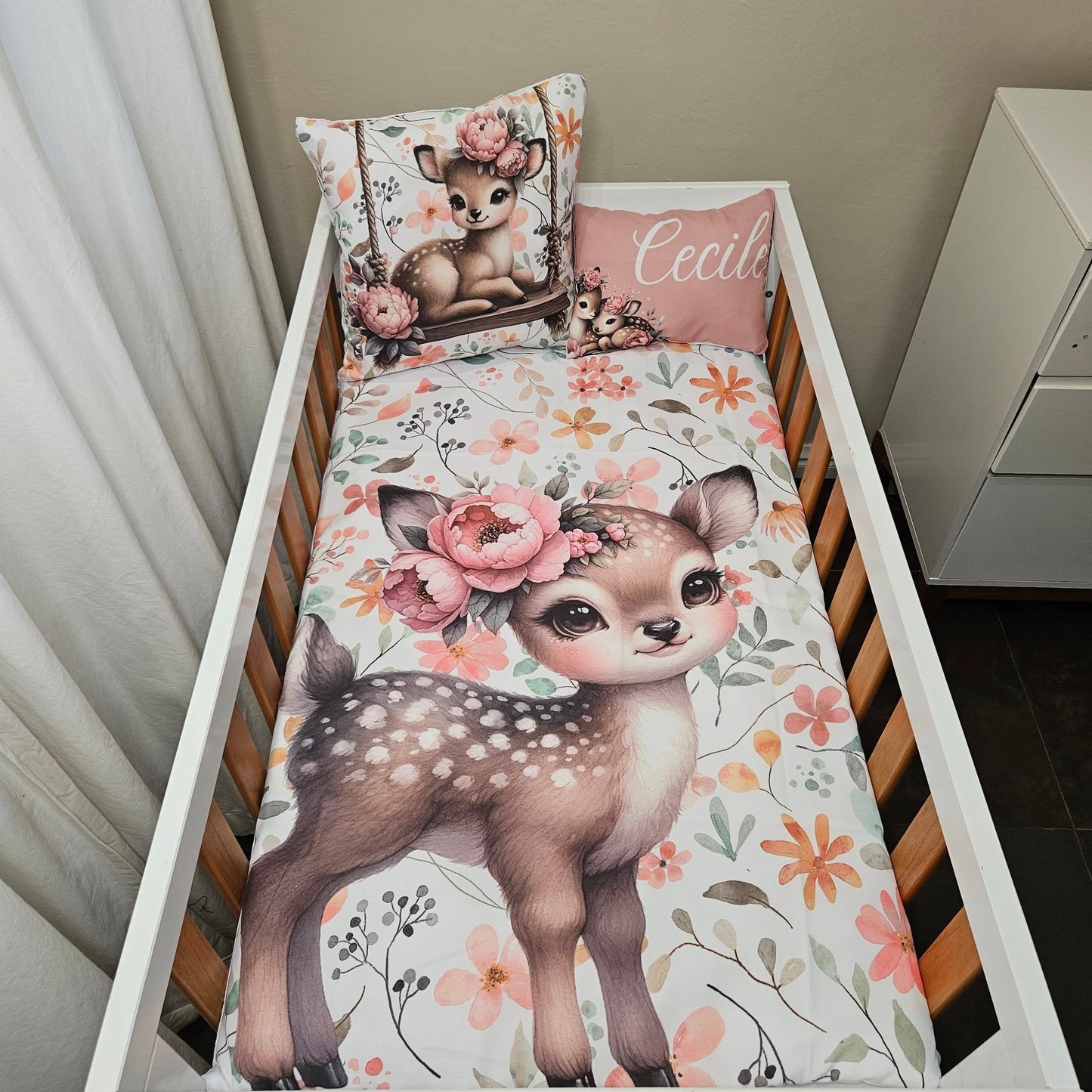 Boho Floral Deer cot linen