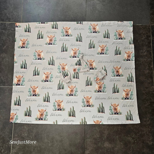 Baby Western Highland Cow Swaddle set