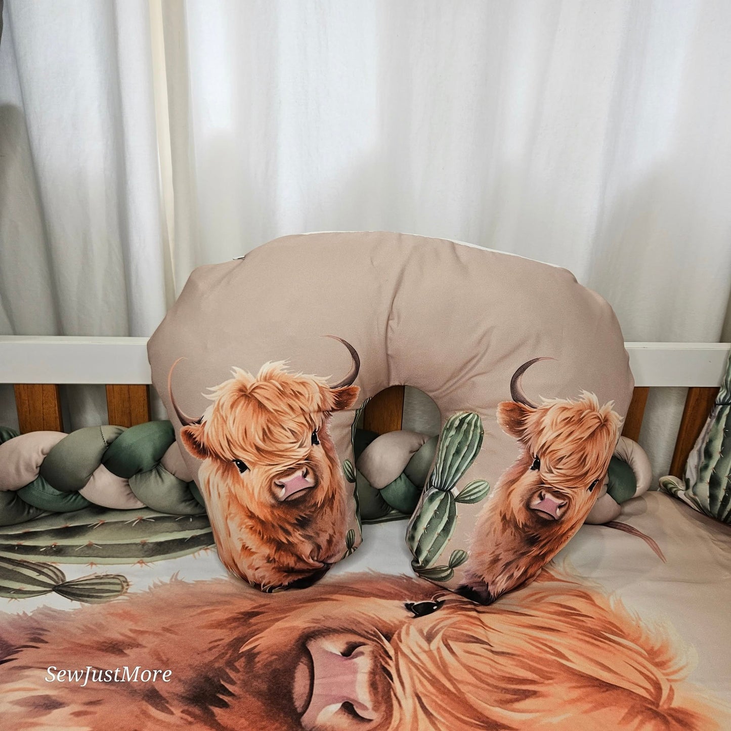 Baby Western Highland Cow nursing pillow