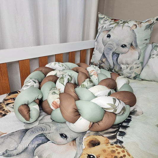 Bronze and Sage Safari  Cot bumper