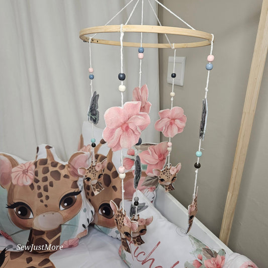 Rosy The Giraffe sage cot mobile