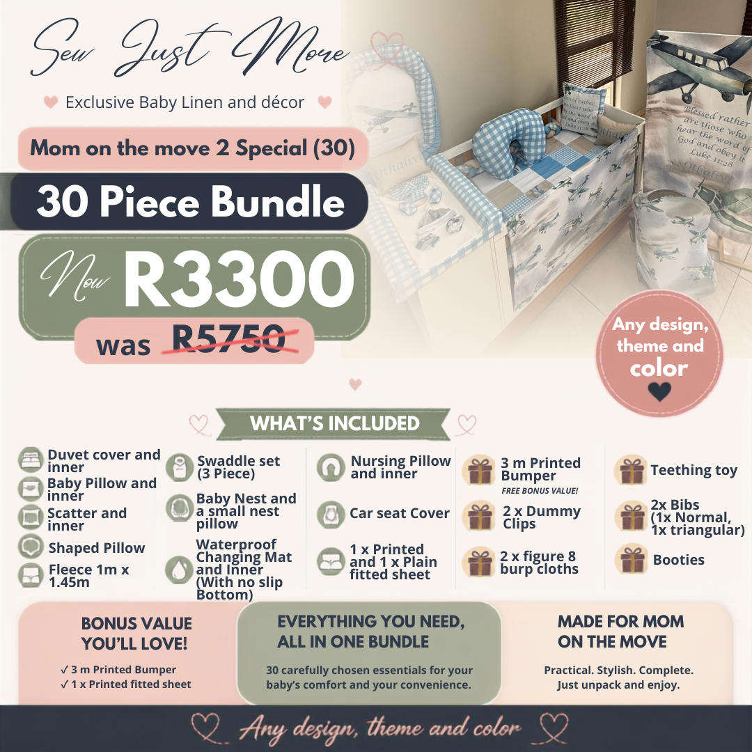Mom on the move 2!!! (30 Piece) Cot Linen