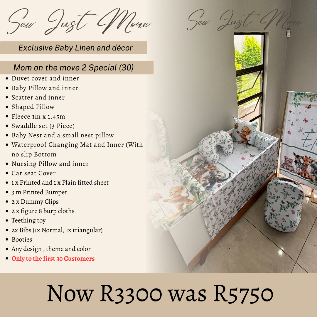 Mom on the move 2(30 Piece) Cot Linen