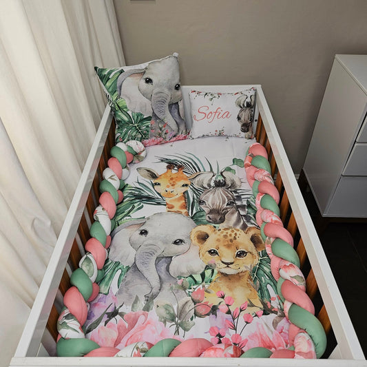 Soft Floral Safari cot linen