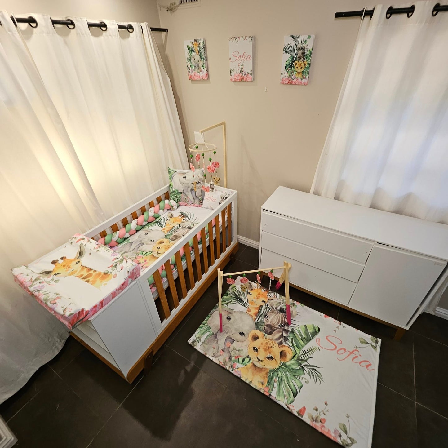 Soft Floral Safari cot linen