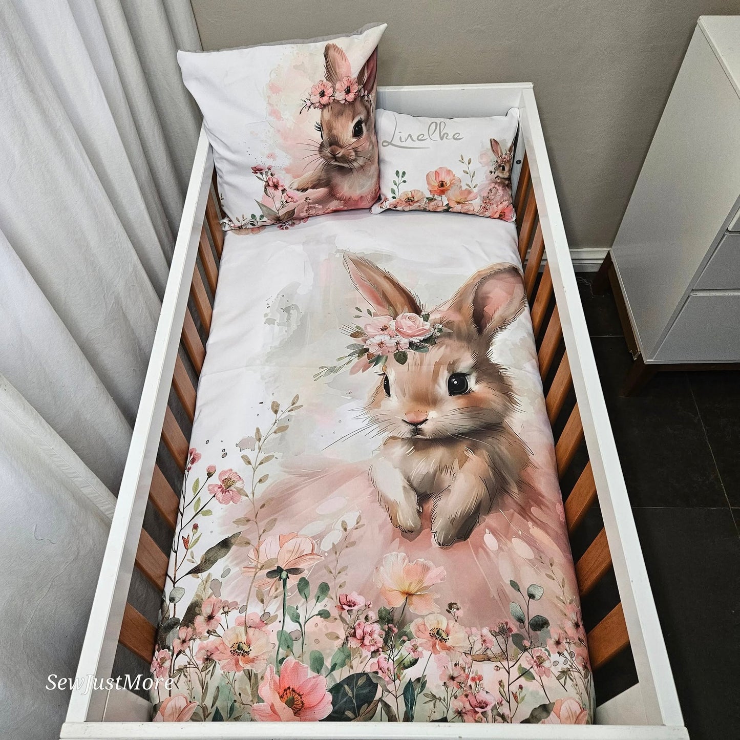 Boho Floral Ballerina Bunny  cot linen