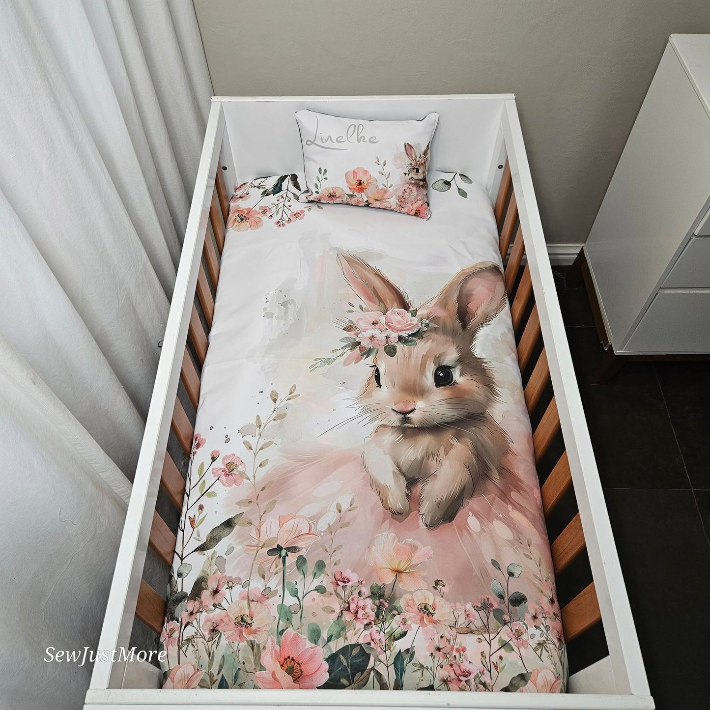 Boho Floral Ballerina Bunny  cot linen
