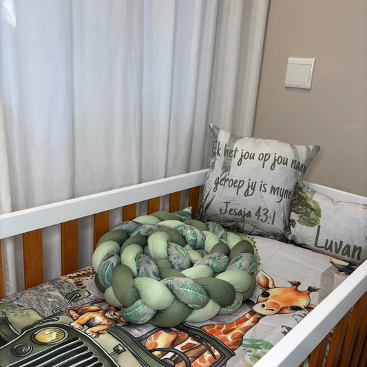 Grey Jungle Jeep Safari cot bumper